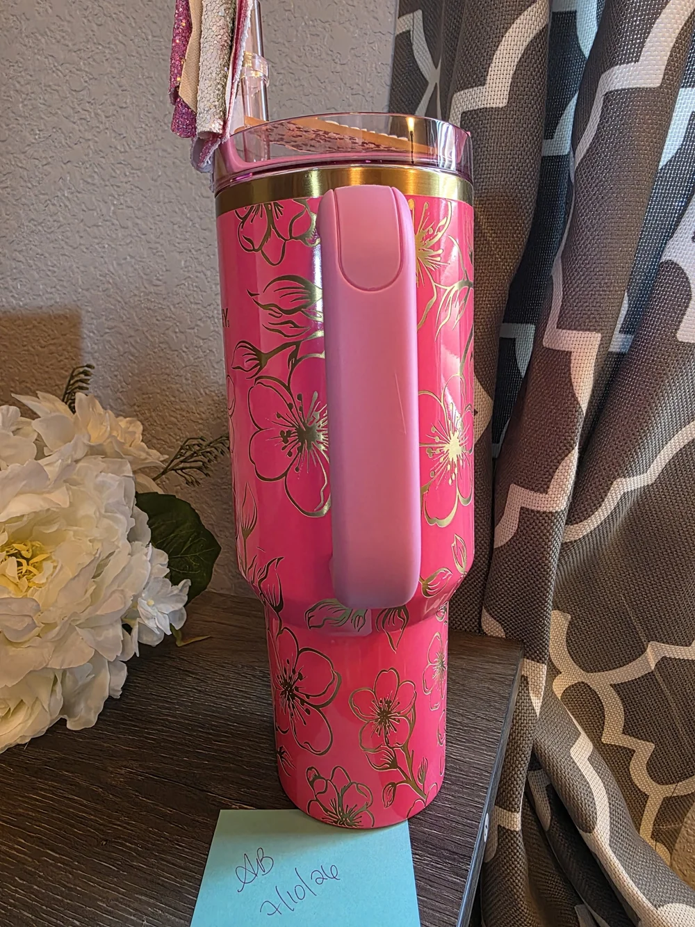 Stanley Pink Parade 40oz With A Floral Engraving